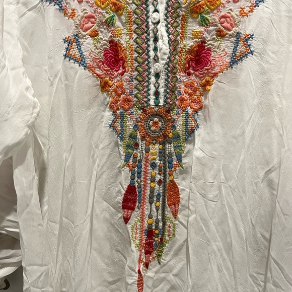 Johnny Was Festival Long-Sleeve Embroidered Georgette Tunic - Picture 6 of 14
